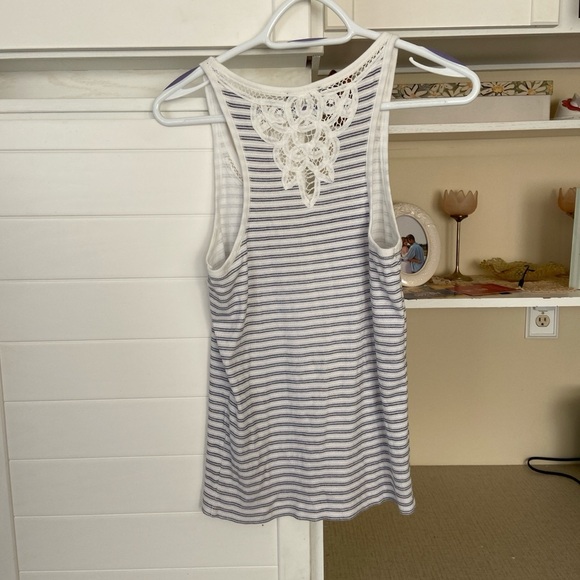 White & Blue Stripe Tank with Lace details - Picture 3 of 3